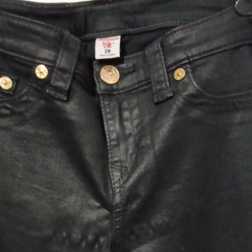 True Religion Black Jeans with Gold Buttons
